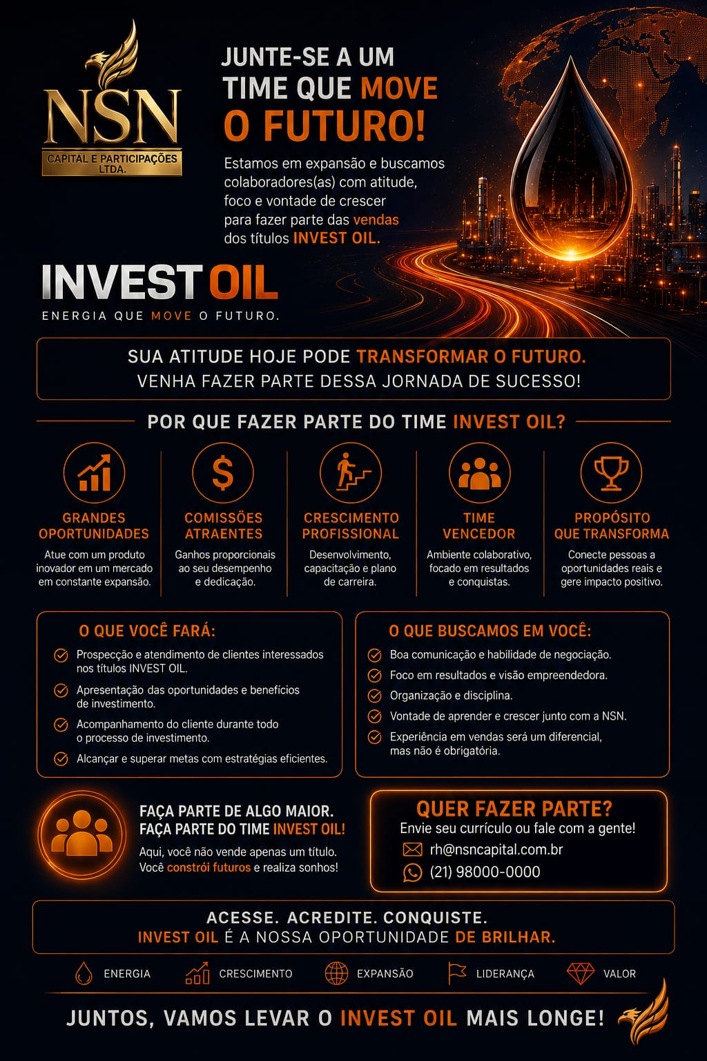 Junte-se a um time que move o futuro – Faça parte do time InvestOil